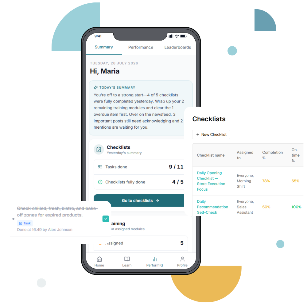 Moonstar checklists alongside communication, learning and recognition in one app